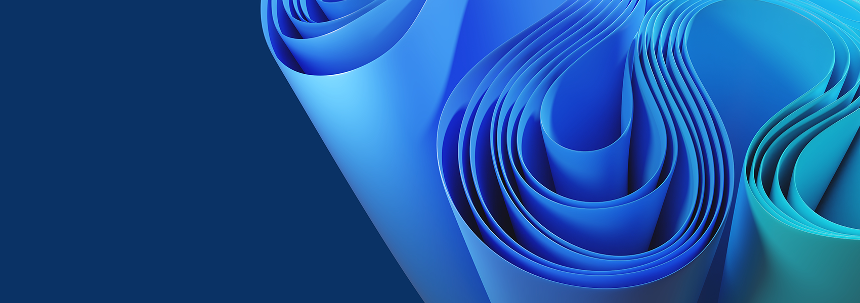 Blauer Wellenhintergrund als Standardbild von Windows 11.